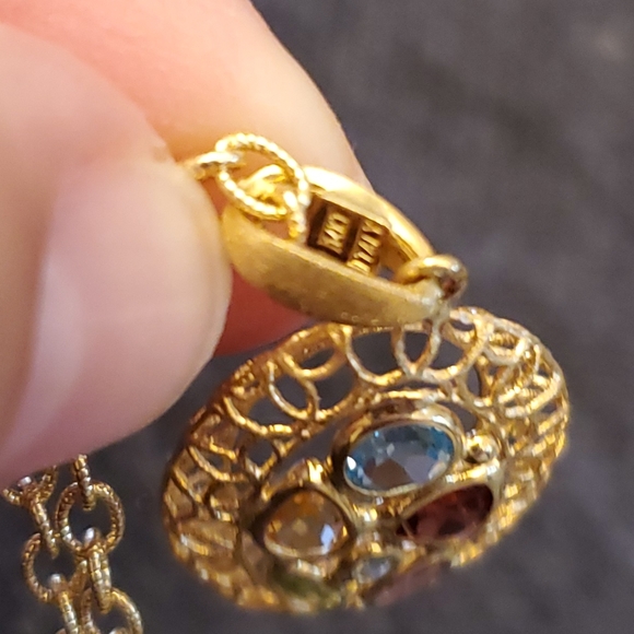 Italian 14K Gold Multi Stone Necklace - Picture 7 of 7